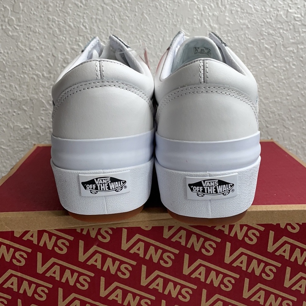 Vans White Platform Old Skool Women's Sneakers - Picture 5 of 11